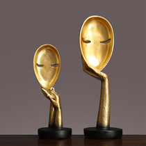Light Extravagant Mask Characters Sculpture Nordic Artwork Pendulum Piece Creative Living Room TV Cabinet Room Soft Decoration Furnishing