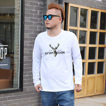 2020 spring and autumn plus fat plus size mens long-sleeved t-shirt Extra large fat fat loose top bottoming shirt