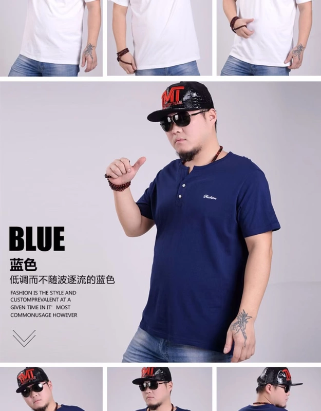 Mùa hè 2018 cộng với áo thun ngắn tay nam XL chất béo cực rộng áo thun nam polo
