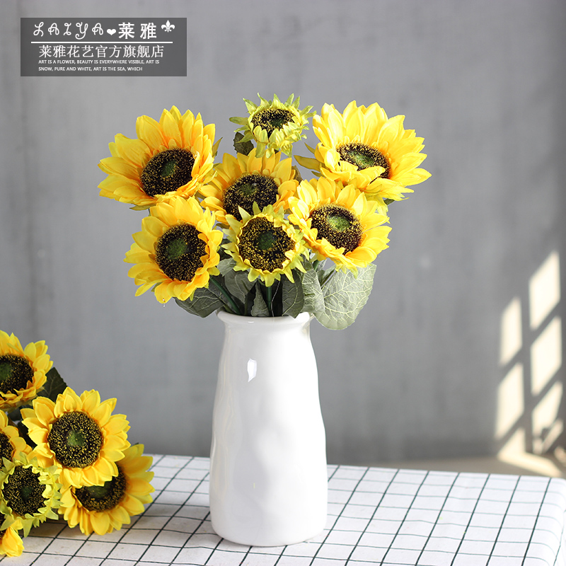 Seven Heads Sunflower Fake Flowers Simulation Bouquet Furnishing Dry Flowers Home Dining Room Dining Room Table Decorations Inserts Floral Art Pendulum