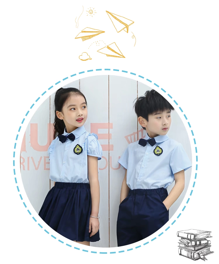 Mùa hè 2019 quần áo mẫu giáo mới đồng phục trường tiểu học gió trẻ em lớp quần áo ngắn tay tùy chỉnh bé trai và bé gái - Đồng phục trường học / tùy chỉnh thực hiện quần áo sành điệu cho be gái