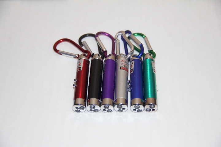 Three-in-one LED lighting flashlight Banknote detector purple light Laser pointer pen Keychain flashlight