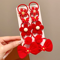 Заколка для волос с бантиком, комплект, в цветочек