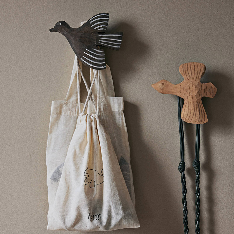 Danish Ferm Living Bird Hook Series Handmade Poplar Wood Decorative Wall Bird Hooks Nordic