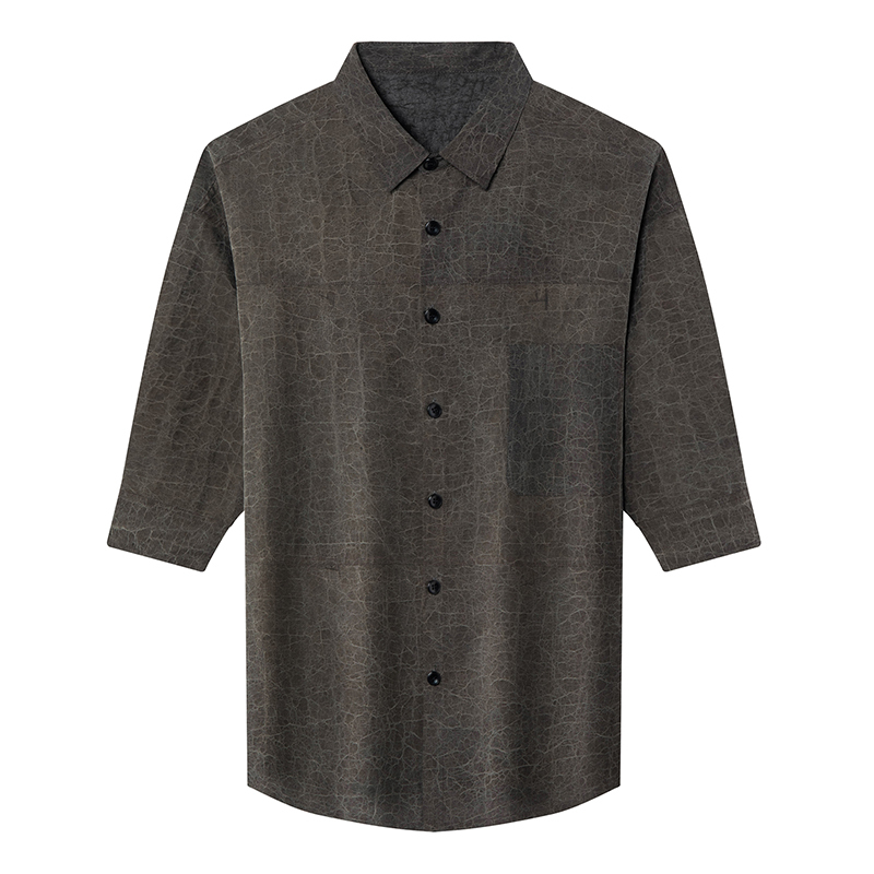 Gray Turtle Mid-Sleeve 100% Mulberry Silk Shirt for Men Business Casual