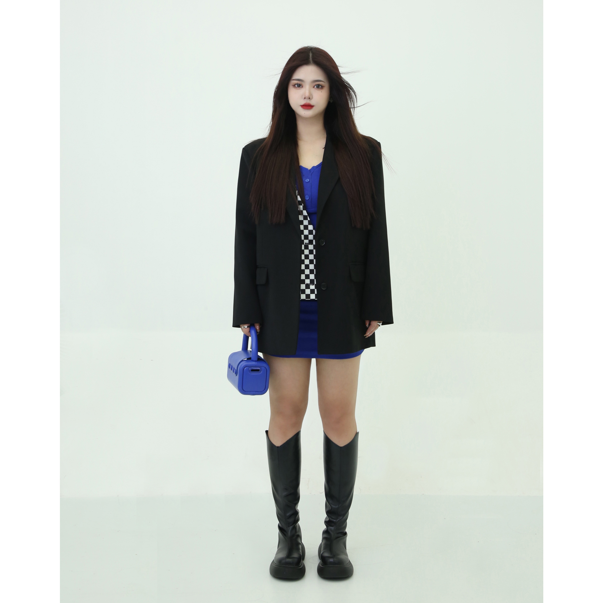 King grape micro-fat custom shop main co-owner with round head Martin boot thick bottom long boot elastic around 35cm