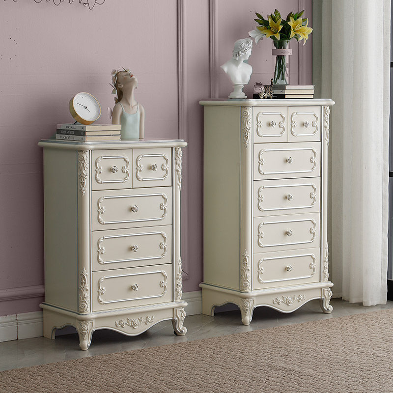 Sleeping European-style chest of drawers living room cabinet bedroom cabinet white modern minimalist storage drawer cabinet solid wood chest of drawers