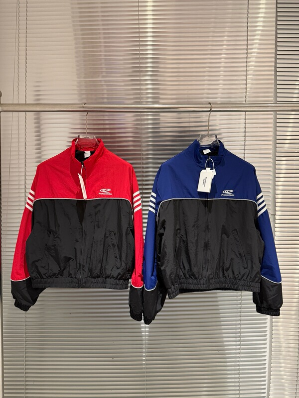 Protocol Index Embroidered Color-Blocked Striped Reflective Sports Zipper Stand Collar Jacket for Men and Women