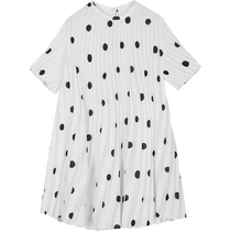 JNBY Jiangnan Bcloths Spring and Autumn Classic Polo Dot Elegant dress Loose Women folds short Sleeve 5N7