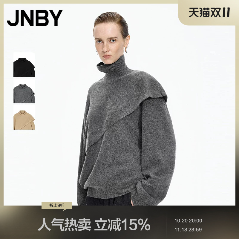 Jnby/Jiangnan Cloth Winter Wool Knitwear Asymmetrical Shoulder Wrap High Neck Casual Casual Style 5P0313940