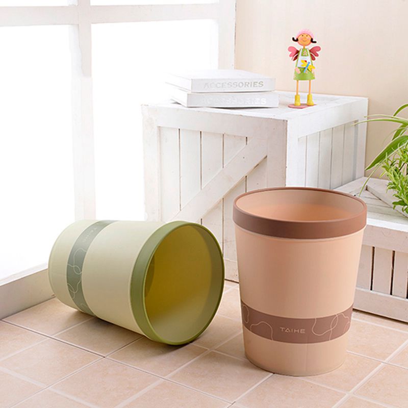 Home Trash Can Round Office Wastebasket No Cover Plastic Cloth Basket Little Fresh pressure ring Kitchen Trash Cans