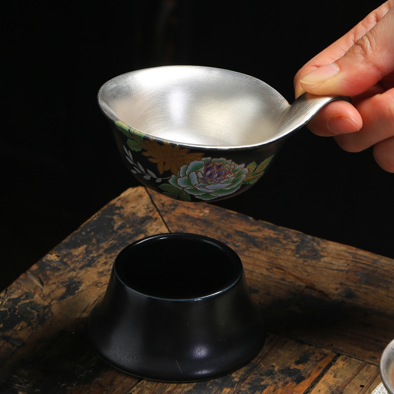 Creative ceramic coppering. As silver screen screen pack pure silver 999 tea strainer tea every tea, kungfu tea accessories