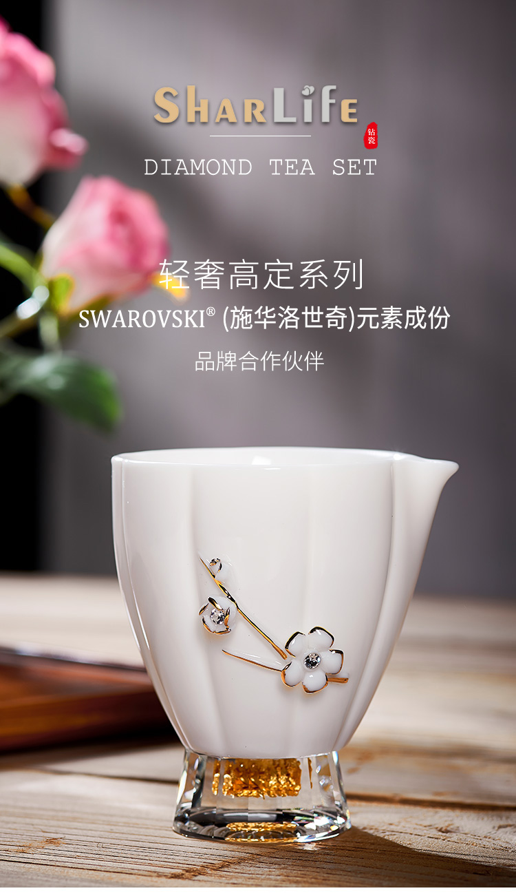 Dehua white porcelain more kung fu tea set ceramic fair keller of tea sea paint large portion and cup of tea, tea accessories