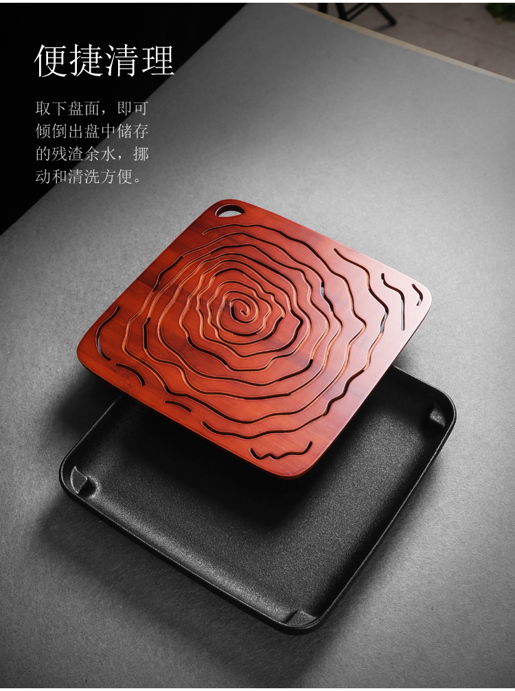 Creative carbonized bamboo household heavy bamboo tea tray square dry mercifully water embedded in taichung, ceramic restoring ancient ways