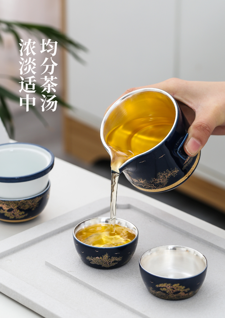 Tasted silver gilding crack a ceramic teapot three portable is suing travel kung fu tea set tea cup