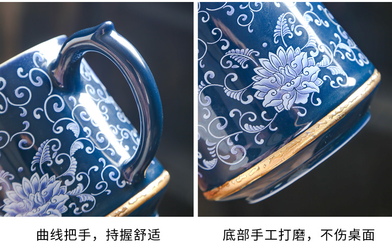 Jingdezhen 999 sterling silver enamel porcelain teacup coppering. As silver mark cup with cover cup office master CPU