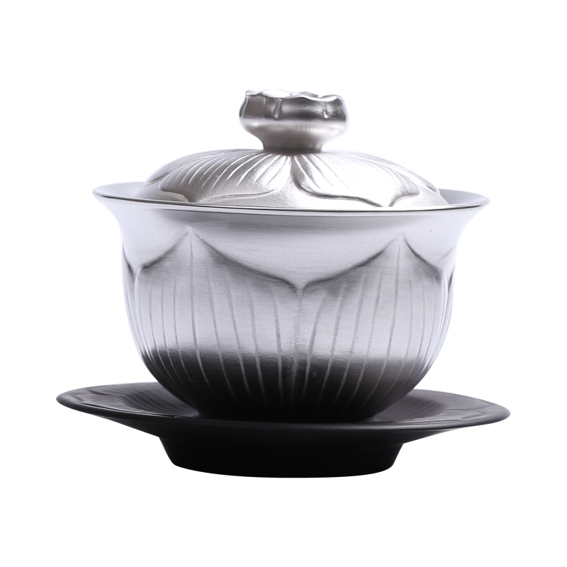 The Home of kung fu tea set manually coppering. As silver tureen Japanese three worship cup to make tea bowl ceramic 999 sterling silver bowl