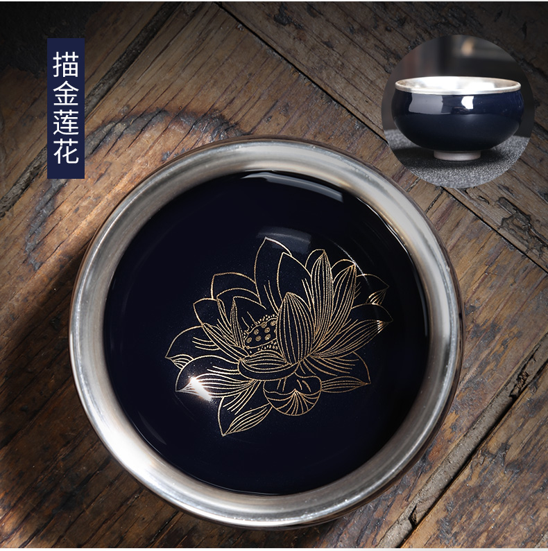 Lin Xiaowei tasted silver gilding kung fu tea cup built light ceramic bowl, master sample tea cup cup manually Japanese home