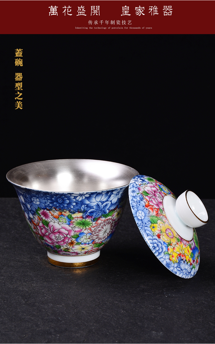 Jingdezhen silver colored enamel silver ceramic tureen coppering. As only three cups of kung fu tea set large hands make tea bowl cups