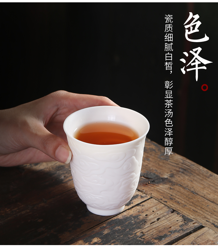 Dehua suet jade white porcelain ceramic cups sample tea cup masters cup kung fu tea tea cup bowl, gift boxes