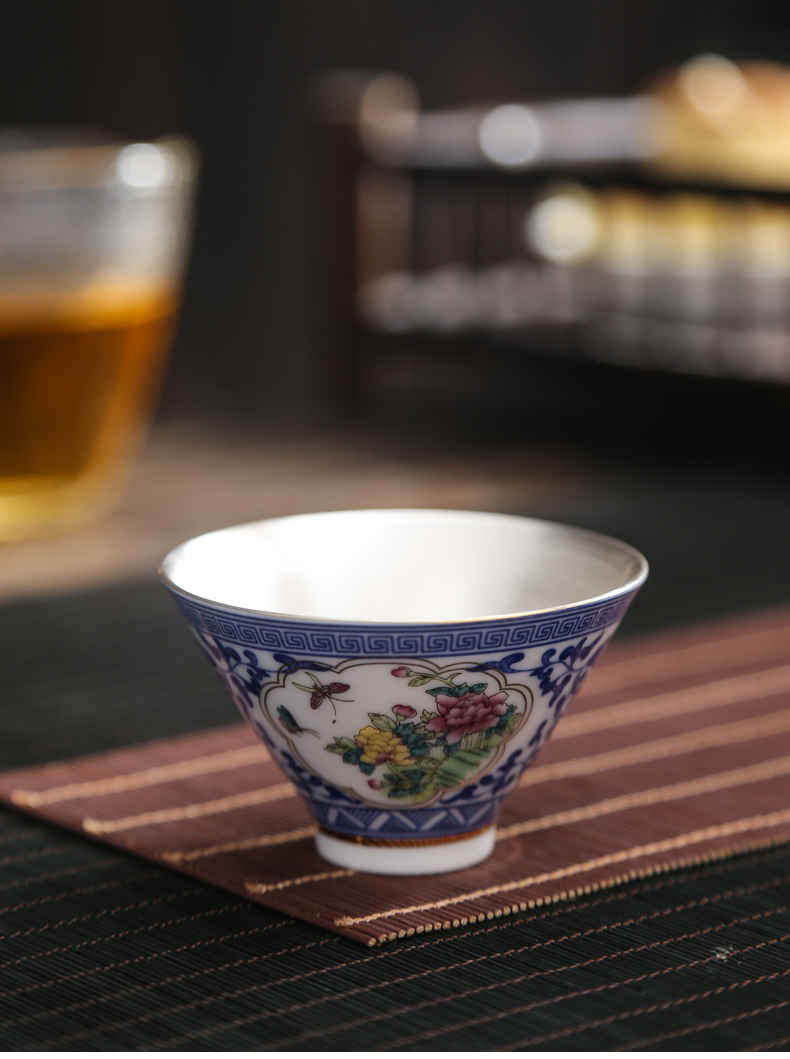 Blue and white porcelain sample tea cup home hat to master cup small silver kung fu tea tea cup 6 gift boxes