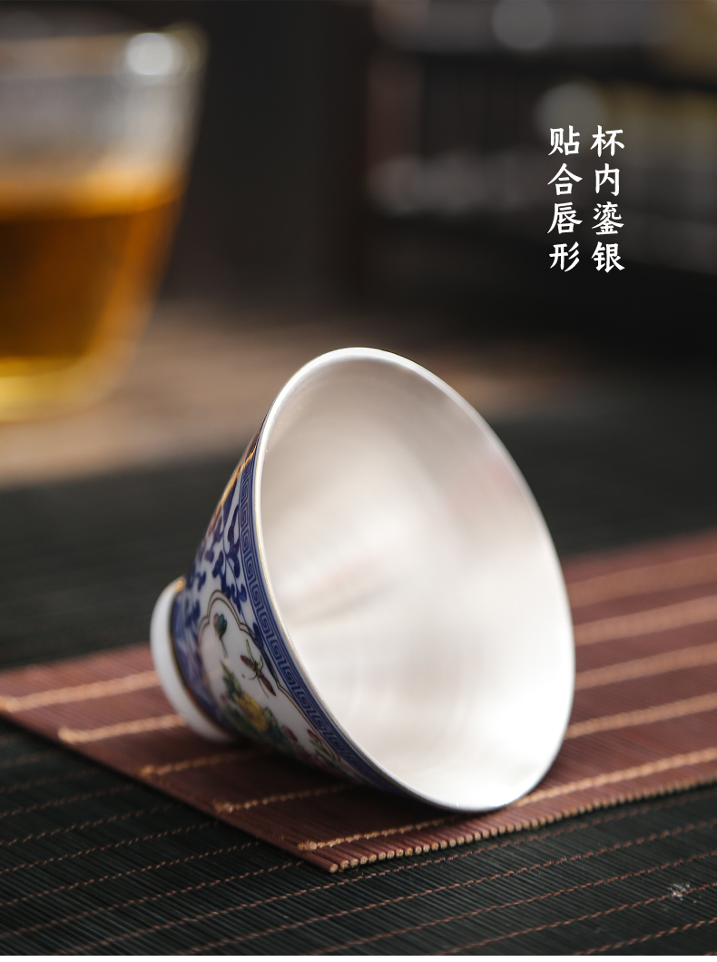 Blue and white porcelain sample tea cup home hat to master cup small silver kung fu tea tea cup 6 gift boxes