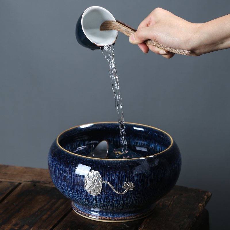 Jingdezhen silver ceramic tea wash to variable to build for wash in hot water cylinder move cup kung fu tea accessories