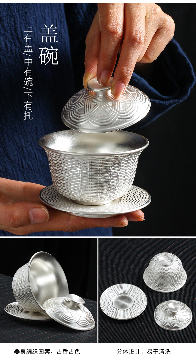 Undressed ore purple sand tea tasted silver gilding kung fu tea sets, home office 999 contracted teapot tea cups