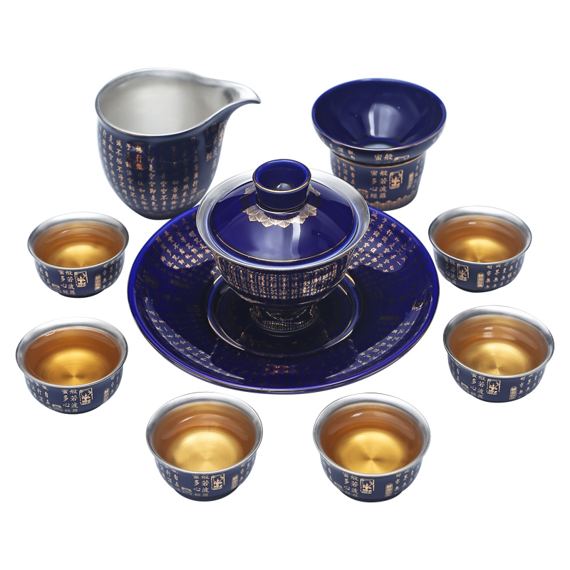 Jingdezhen coppering. As silver kung fu tea set with silver home office of a complete set of contracted silver tureen tea cups