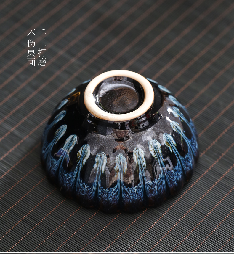 Lin Xiaowei pure manual temmoku obsidian get the tea light ceramic inlaid with silver masterpieces masters cup sample tea cup built lamp cup silver cup