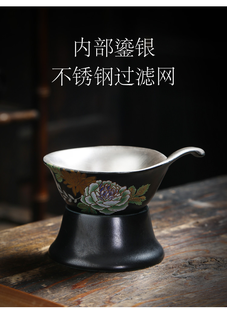 Creative ceramic coppering. As silver screen screen pack pure silver 999 tea strainer tea every tea, kungfu tea accessories