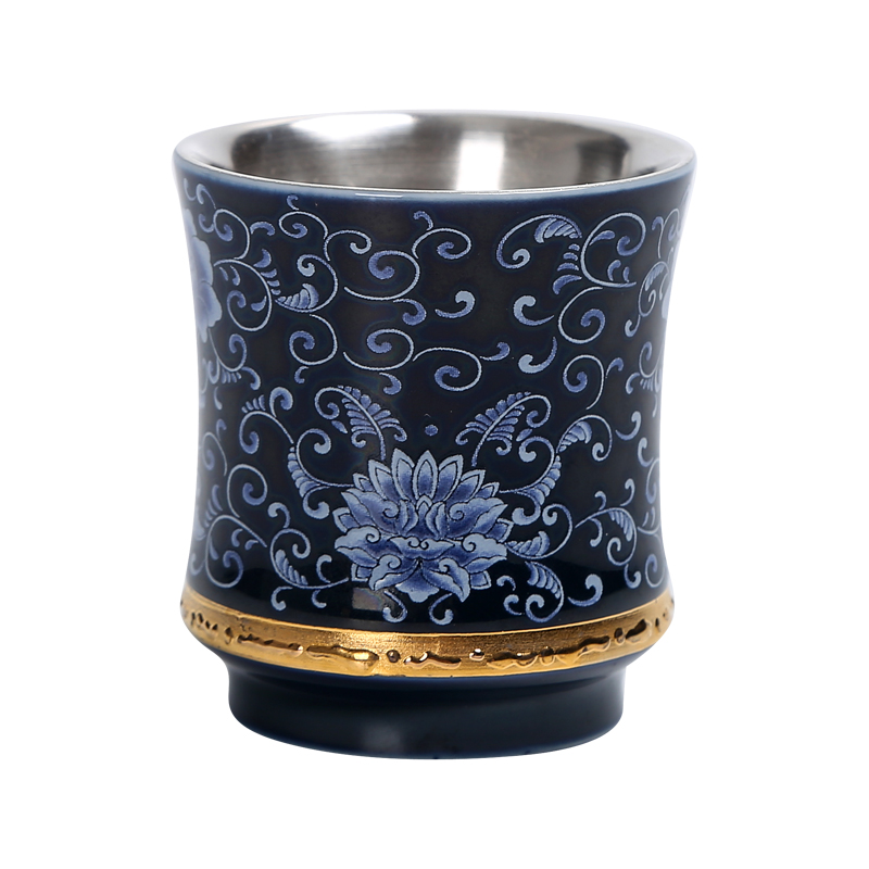 Jingdezhen ceramic sample tea cup 999 sterling silver cup kung fu tea tea tasted silver gilding master cup single cup, bowl