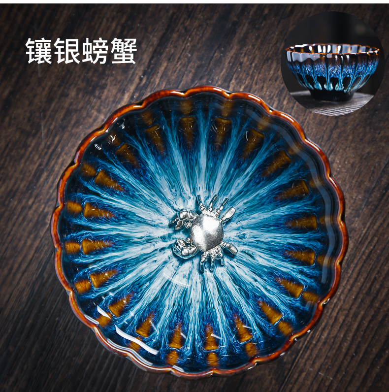 Build light ceramic cups tea master cup sample tea cup single cup with silver, silver whitebait cup bowl up CPU marigold