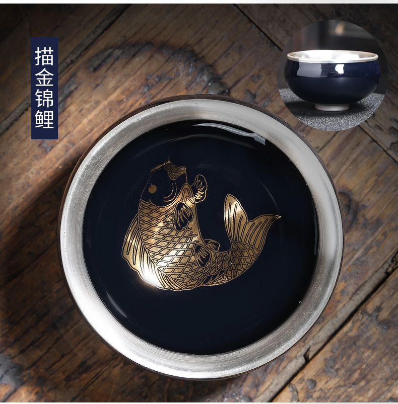 Lin Xiaowei tasted silver gilding kung fu tea cup built light ceramic bowl, master sample tea cup cup manually Japanese home