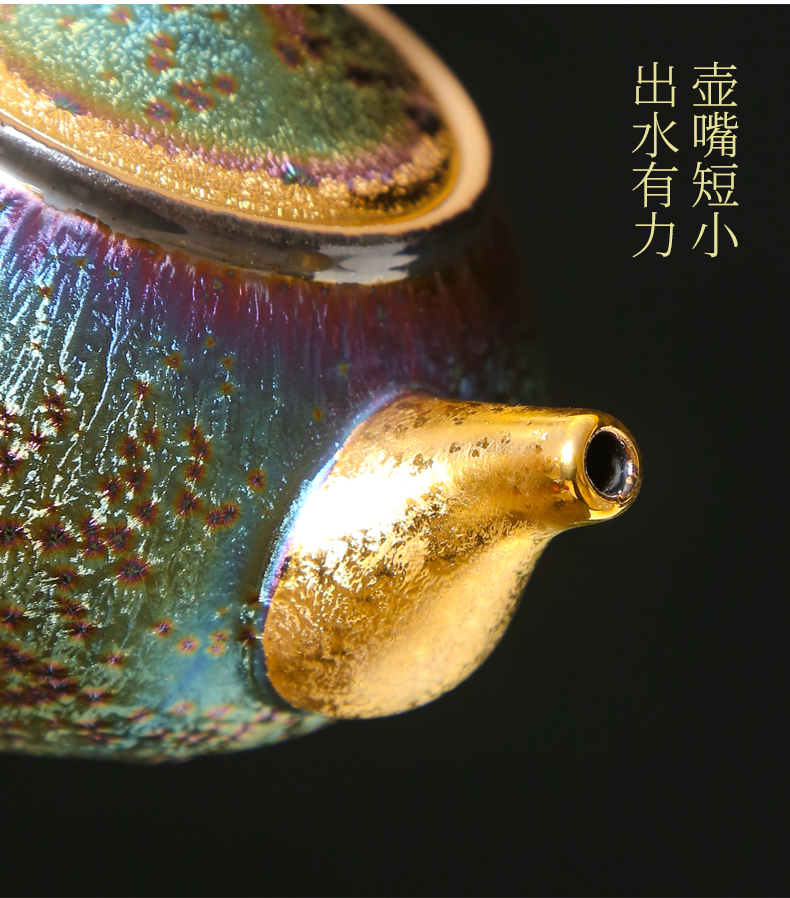 Red glaze up ceramic gold light built key-2 luxury high - end discus the teapot lamp that kung fu tea set single pot of filtering the teapot