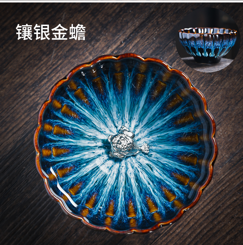 Build light ceramic cups tea master cup sample tea cup single cup with silver, silver whitebait cup bowl up CPU marigold