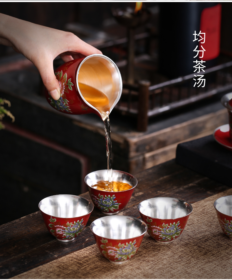 Tasted silver gilding ceramic fair keller) suit kung fu tea set points of tea ware has large sea and a cup of tea cup and cup