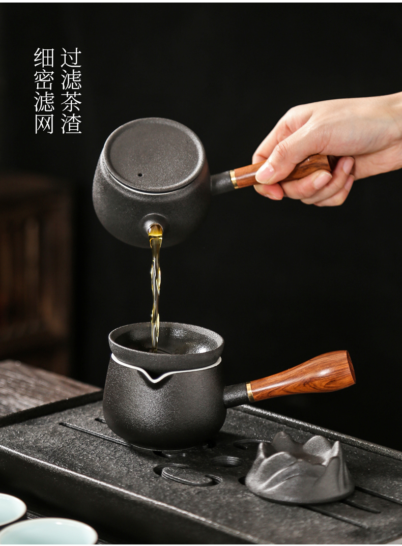 Japanese light key-2 luxury black pottery teapot tea side suit household contracted sitting room ceramics kung fu tea cups high - end gifts