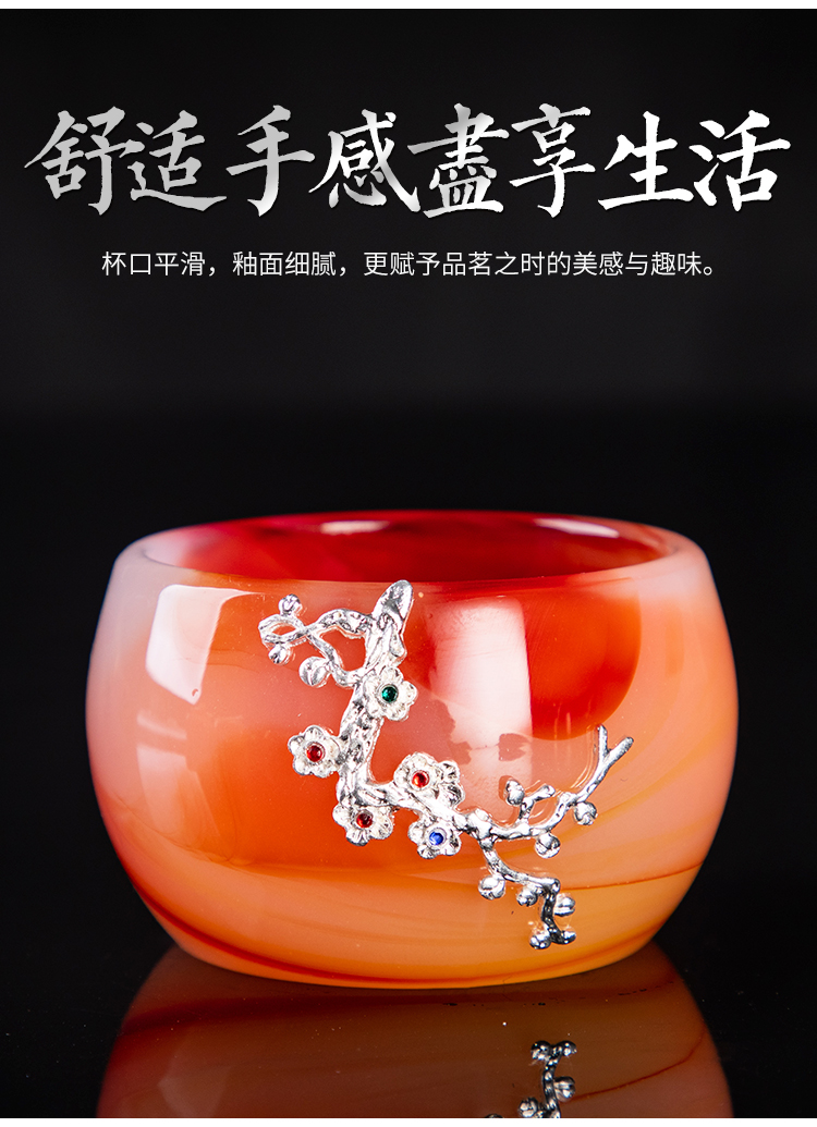 Agate jade porcelain teacup masters cup silver coloured glaze jade single tea cup "bodhi big kung fu tea sample tea cup