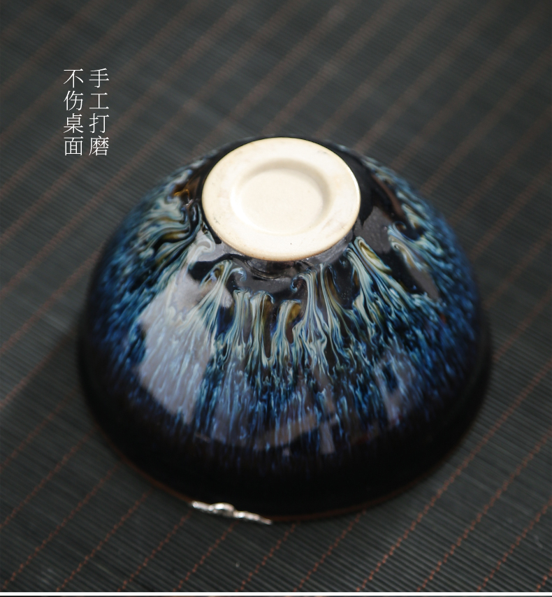 Lin Xiaowei pure manual temmoku obsidian get the tea light ceramic inlaid with silver masterpieces masters cup sample tea cup built lamp cup silver cup