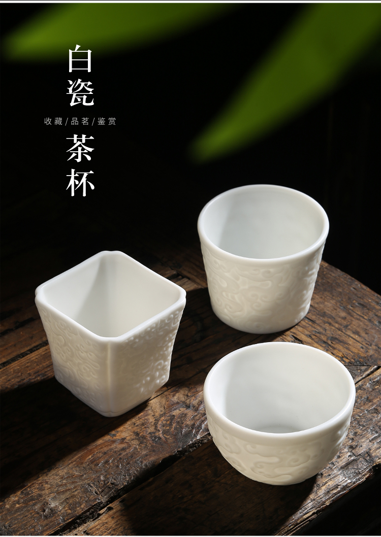 Dehua white porcelain teacup kung fu tea set suet white ceramic sample tea cup master cup single CPU use contracted household