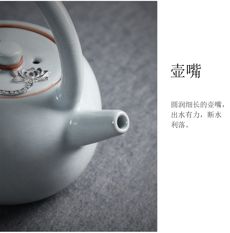 Your up with silver ceramic teapot slicing can raise the side girder pot pot of kung fu tea set household large teapot