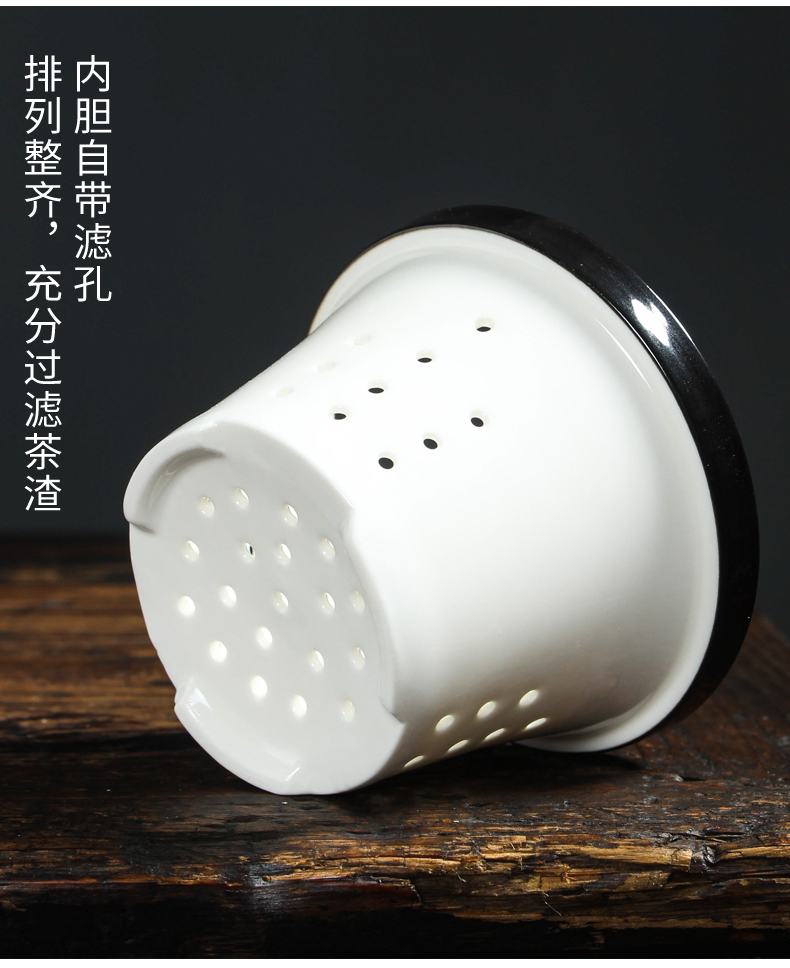 Ceramic kung fu tea cups bladder with cover glass office master cup inlaid sterling silver cup home