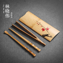 Hand-painted tea bamboo kung fu tea set accessories zero with three sets of tea lotus tea shovel teaspoon carbonized six gentlemen tea ceremony