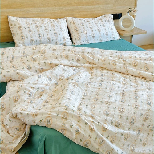 雅赞 Yazan All-Cotton Double-Layer пряжа с четырьмя частями 2024 Новые продукты для постельных принадлежностей, доступные во всех сезонах