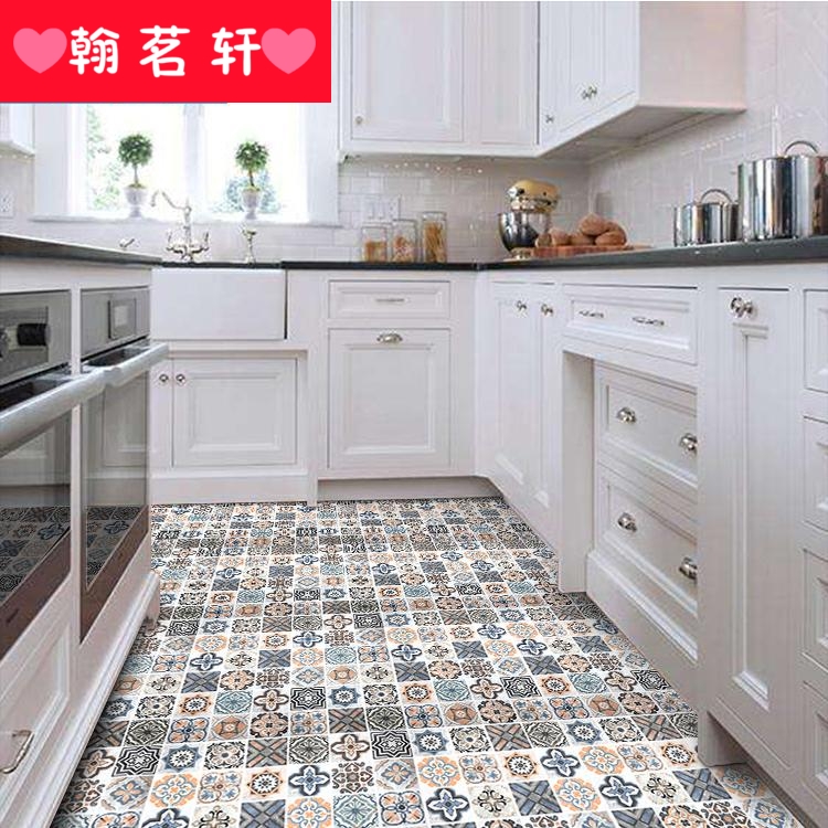 Kitchen floor stickers waterproof and oil from sticks ceramic tile ground floor tile renovation web celebrity antiskid stick Nordic ins wind