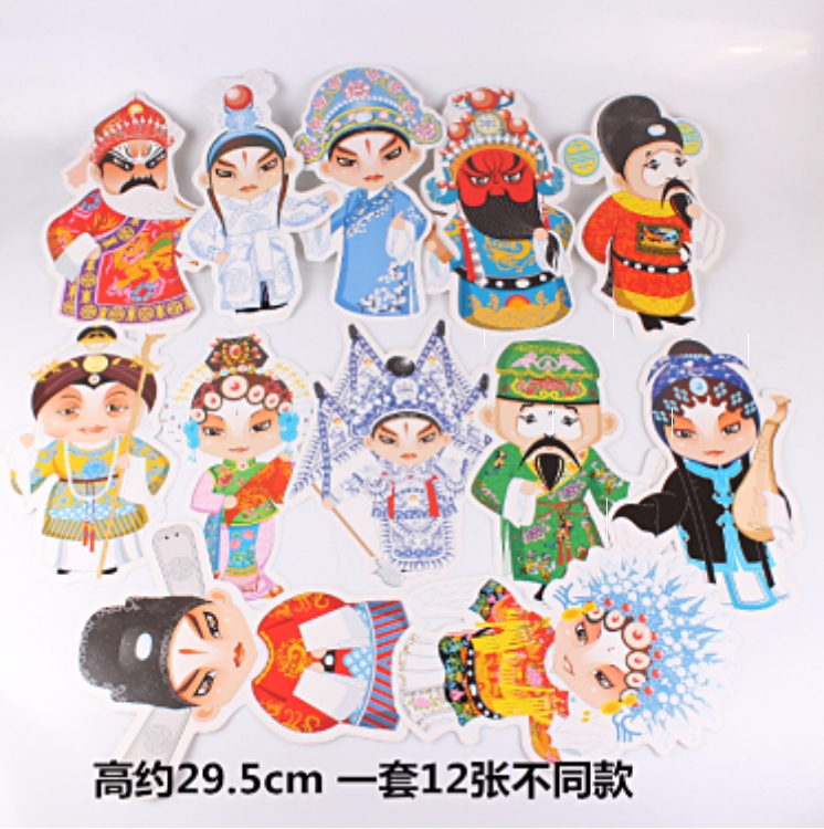 Kindergarten facebook zodiac pendant opera characters to the as paper material of blue and white porcelain Chinese wind Ma Shao decoration