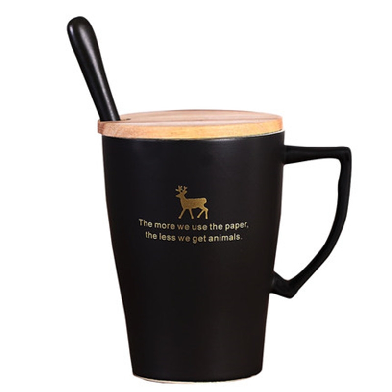 Glass ceramics special creative cup coffee cups mark went home with cover spoon contracted cup ins restoring ancient ways