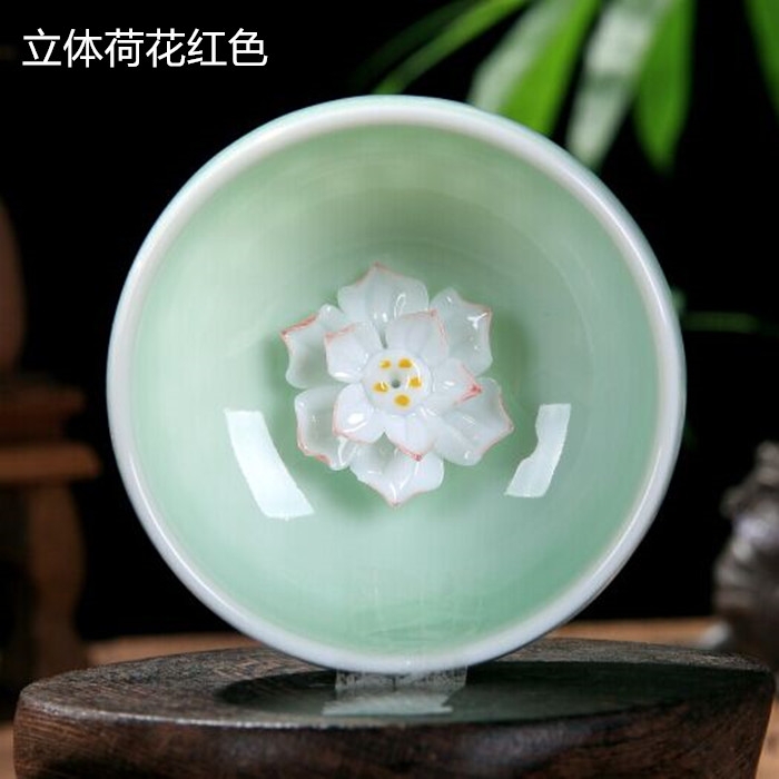 Ceramic celadon kung fu tea master cup single CPU hat to small cup to use hand made lotus carp tea cups