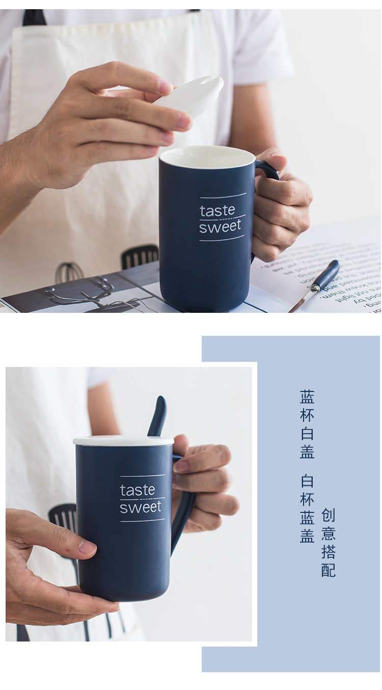 Ins mark cup northern wind is natural contracted a pair of lovers ceramics cup capacity of household water cup male with a spoon